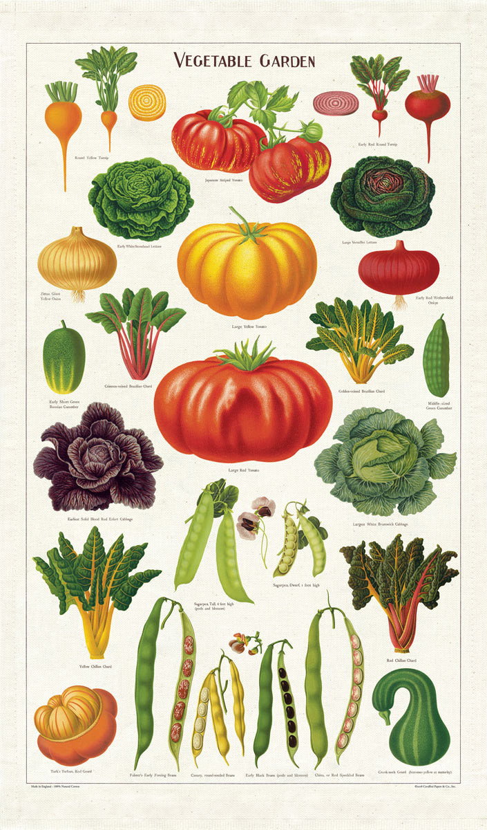 Cavallini Tea Towel – Vegetable Garden - Paperclassic & co.