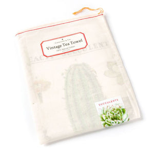Cavallini Tea Towel-succulents - Paperclassic & co.